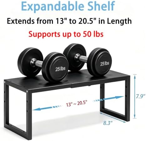 2 Pack Expandable Kitchen Cabinet Shelves Organizer, Stackable Adjustable Cabinet Storage Rack For Kitchen Cabinet, Heavy Duty Metal Shelving Units And Storage For Bowl, Spice, Small Appliance, Black - Image 3