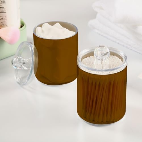 4 Pack Qtip Holder Dispenser with Lids,Brown Storage Containers,Bathroom Canisters Organizer for Cotton Ball,Cotton Swab,Cotton Round Pads,Floss 21214712 - Image 4
