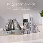 Koville Marble Bookends for Shelves, Large Bookends for Heavy Books, Natural Stone Book Stopper for Books CD Movies, Aesthetic Decorative Book Ends (Grey&Pink) - Image 5