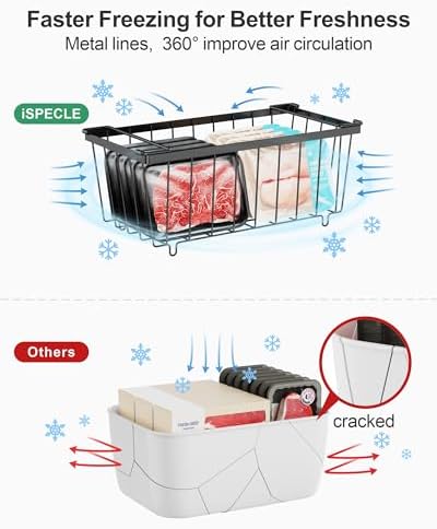 iSPECLE Freezer Organizer Bins - Small Storage Baskets for 7 Cu.Ft, 4 Pack - Image 6