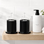Qtip Holder Glass Apothecary Jars with Lids Bathroom Storage Black 2 Pack - Image 3