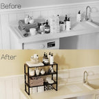 Heavy-Duty Adjustable Metal Shelf Organizer - Expandable & Stackable Pantry Storage Rack for Kitchen, Bathroom, RV, Cabinets(3 Packs/Black, Medium) - Image 6