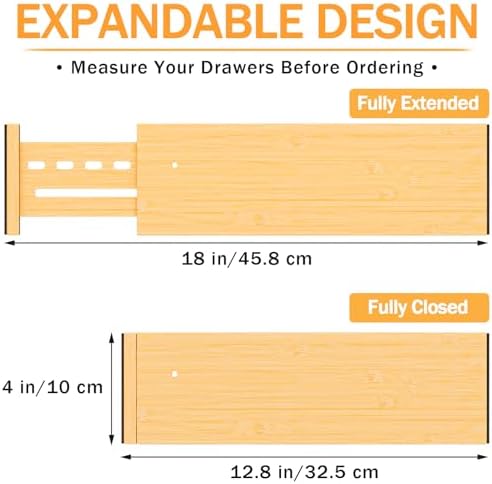 Bamboo Drawer Dividers, 4" High Drawer Organizers for Clothes/Utensils - Image 5