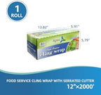 12in x 2000ft Cling Wrap Roll With Serrated Cutter Standard Food Wrap - Image 2