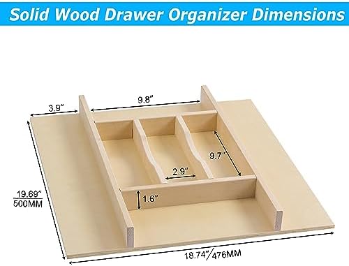 WelFurGeer Premium Wooden Silverware Organizer for Kitchen Drawers, Utensil Tray for Kitchen Drawer, Cutlery Drawer Organizer for Forks, Spoons, Knives - Sturdy Birchwood, Natural Finish - Image 6