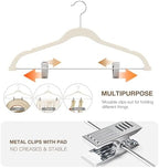 Korpai 36-Pack Beige Velvet Hangers with Clips Adjustable,Adult Hangers,Outfit Hanger,Heavy-Duty,Felt,Non-Slip,Space Saving, for Pants, Skirts, Suits,Coats, Dresses ect. - Image 3