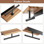 Tindbea Double Toilet Paper Holder with Wood Shelf, Wooden Wall Mount Toilet Paper Roll Holder, Matte Black Stainless Steel Bathroom Toilet Tissue Holder (Sapele, Matte Black) - Image 5