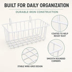 10 Pack Wall Grid Panel Hanging Wire Basket, Metal Wall Storage and Display Basket, Grid Wall Storage Basket for Kitchen, Home Decor Supplies - White (9x3.9x3in) - Image 3