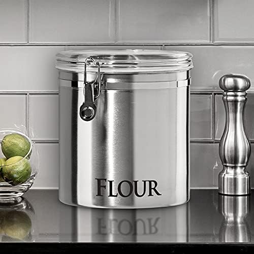 Oggi Jumbo 8" Stainless Steel Flour Clamp Canister - Airtight Food Storage Container Ideal for Kitchen & Pantry Storage of Flour or other Bulk, Dry Foods. (Pack of 3) - Image 6