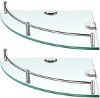Crowye 4 Pcs Corner Shower Shelf 2-tier Glass Corner Shelf Stainless Steel Wall Mounted Bathroom Organizer for Storing Shower Gel Shampoo Brush, 9.25 Inches (Silver) by Crowye