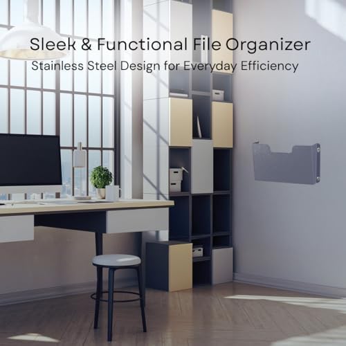 Single Pocket Wall File Organizer, Metal Letter Size Office Wall Organizer - Image 2