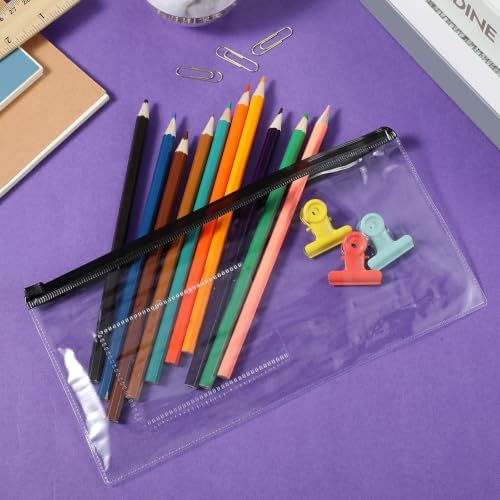Marspark 500 Pcs 100 Pcs Zip Envelope Poly Clear Pencil Pouch, Black - Image 6