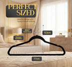 Beddora Velvet Hangers 50-Pack,Black Non-Slip Slim Space-Saving Closet Organizer, Suit & Coat Hangers, Heavy-Duty, 360° Swivel Hook - Image 2