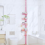 SWTYMIKI Shower Caddy Tension Pole - 4-Tier Corner Shower Organizer, Pink - Image 6