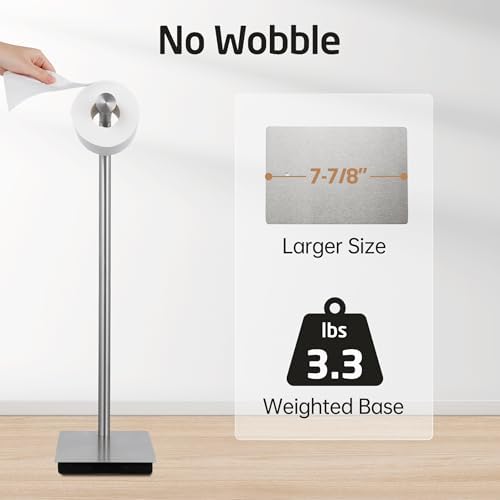 KES Freestanding Toilet Paper Holder Stand Bathroom Toilet Paper Storage Stainless Steel Brushed Steel, BPH286S1A-2 - Image 4