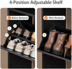 Black Hidden Shoe Cabinet with 3 Flip Drawers & Coat Rack, Entryway - Image 4