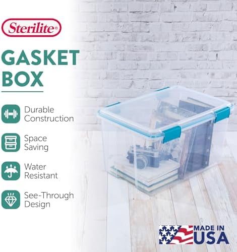 Sterilite Gasket Storage Box with Lids for Home & Office, 54 Quart, 4-Pack - Image 2