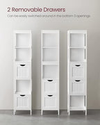 VASAGLE Bathroom Floor Cabinet, 2 Drawers, 55.7”H, White - Image 4