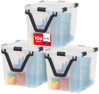 IRIS USA Storage Bins with Lids, WeatherPro Wheeled 106 Qt, Plastic, 3 Pack by IRISUSA