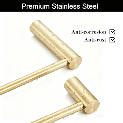 Towel Racks for Bathroom, NEWRAIN 30 inch Double Bath Towel Bar Wall Mounted, Stainless Steel Kitchen Towel Holder, Brushed Gold Towel Rod Towel Rail Hange - Image 5