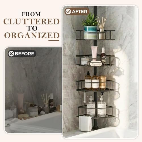 Corner Shower Caddy Tension Pole, Bathroom Organizer for Renters - Image 5