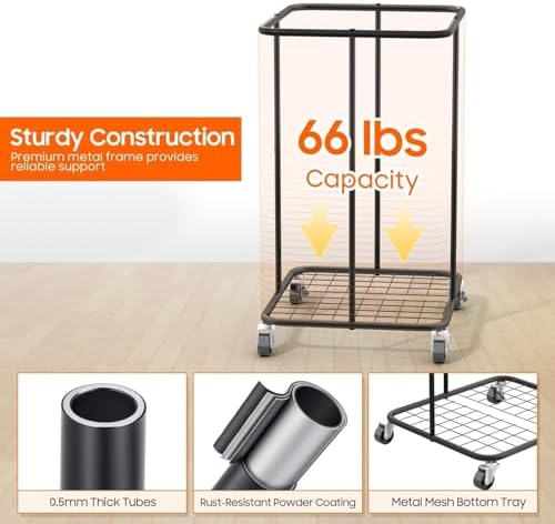 Laundry Hamper with Wheels, 150L Rolling Laundry Basket with Bag & Handles - Image 6
