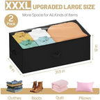 Large Under Bed Storage Containers, 12" Height, 31" Long, 2 Pack, Black - Image 2