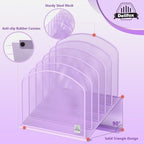 Delifox Inclined Desk File Organizer,Vertical File Folder Holder Stand Metal Rack File Sorter for Office Classroom Desktop Organization (2, Purple, 5) - Image 3