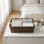 Onlytak Large 2-Pack Plastic Wicker Storage Baskets, 17"x13"x5.5", Brown - Image 5