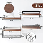 Wood Floating Shelves Wall Mounted - 4+1 Tier Rustic Bathroom Wall Shelves Over Toilet with Wire Storage Basket and Towel Bar, Set of 4 Farmhouse Floating Shelf for Bathroom, Kitchen, Bedroom. - Image 2
