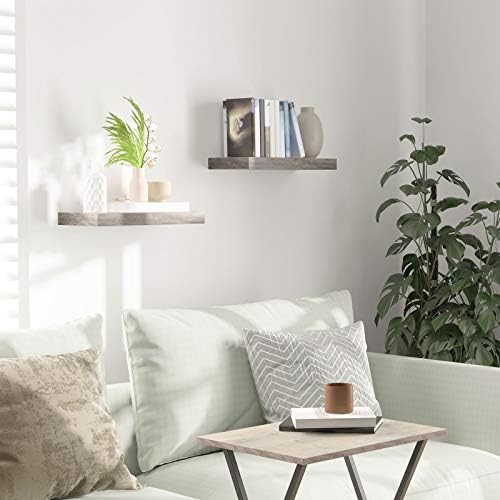 HOOBRO Floating Shelves for Wall, Wall Mounted Shelf Set of 2, 15.7" Hanging Shelf with Invisible Brackets, for Wall Decor Storage in Bathroom Bedroom Kitchen Living Room Office, Greige BG40BJ01 - Image 4