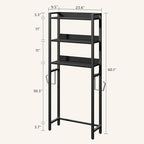 MAHANCRIS Over The Toilet Storage Rack, 3 Tier Bathroom Organizer Over Toilet, Freestanding Space Saver Toilet Stand with 2 Hooks, Bathroom Storage Shelf, Easy to Assemble, Black TSBK6001 - Image 2