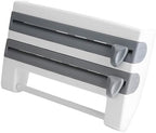 Plastic Wrap Dispenser, Wall Mount Kitchen Sauce Bottle Storage Rack Paper Towel Holder Foil Cling Film Cut Dispenser with Cutter (Grey White) - Image 6