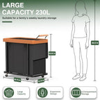 Laundry Hamper 3 Section with Lid,230L Rolling Dirty Clothes Hamper Black - Image 6