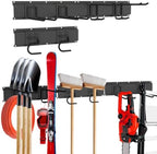 Garage Tool Organizer Wall Mount, 48inch Heavy-Duty Garage Storage System and Garden Tool Organizer with 6 Adjustable Hooks for Shovel, Snowboard, Yard Tools and Shed by TEBGEAG