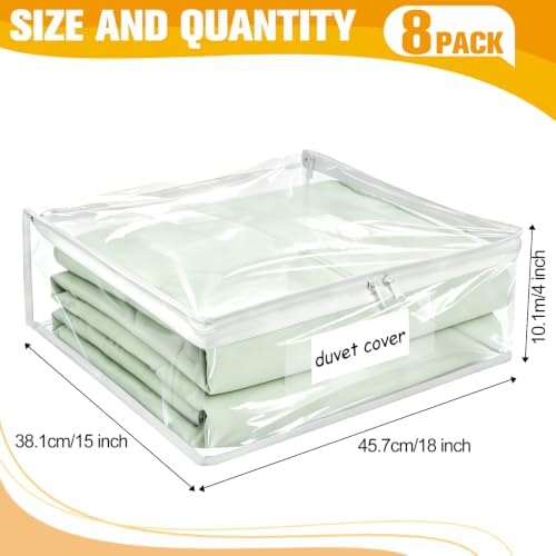Plastic Storage Bags with Easy-Glide Zipper, Pack of 8, Durable Clear Vinyl Zippered Storage Bags for Clothes Sweaters Comforters Blankets Sheets Bedding (18 x 15 x 4 Inch, Transparent White) - Image 3