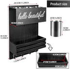 2Tier Black Wooden Hair Dryer Holder Wall-Mounted Organizer - Image 4