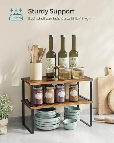 SONGMICS Cabinet Organizer Shelf, Set of 4 Spice Rack, Kitchen Storage - Image 4