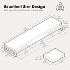 Fenge Dual Monitor Stand Riser, 42.5in Desk Shelf with 2 Drawers, Brown - Image 3