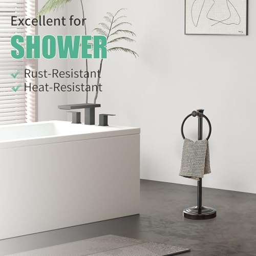 Hoimpro Hand Towel Holder Stand Free Standing Towel Bar Oil Rubbed Bronze - Image 3
