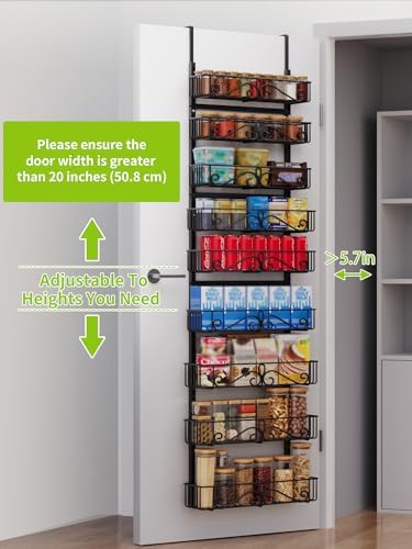 9-Tier Over Door Storage Rack, Heavy Duty Metal Hanging Organizer for Kitchen, Black - Image 3
