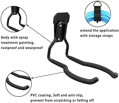 JuforminWeedeater Hanger, String Trimmer Hanger, Weed Eater Rack, Garage Wall Hooks, Power Tool Holder for Garage Wall, Utility Hooks for Garage Tool Organizers and Storage Black-4 Pcs - Image 4