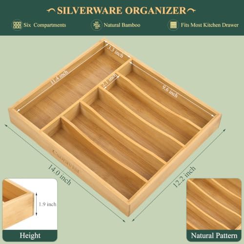 49 Pieces Black Silverware Set with Bamboo Organizer,Wave Hammered - Image 3