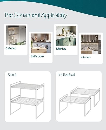 Shantton Cabinet Shelf Organizer, Pantry Shelf Rack, White 13.1x10.6x7.3 - Image 4