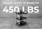 Commercial Heavy-Duty Utility Service Cart | 3 Shelf | | 450 Lbs Max Capacity | Rolling Utility Cart W 33" x H 37" x D 16" Black - Image 2