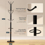 Yoobure Metal Coat Rack Freestanding with Marble Base, Coat Tree with 12 Hooks & Umbrella Holder, Coat Hanger Stand for Corner Entryway Bedroom Office, Heavy Duty Coat Rack Stand for Clothes Hats Bags - Image 5