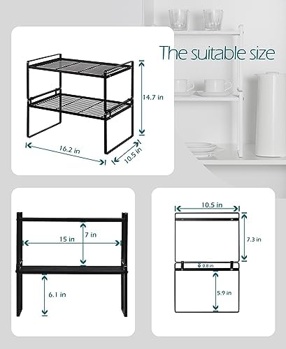 Shantton Cabinet Shelf Organizer, Pantry Shelf Rack, Black 16.1x10.6x7.3 - Image 3
