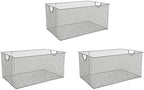 YBM HOME Kitchen Pantry Organizer Wire Baskets for Shelves, Cabinets, Pantry, Countertop, Mesh Open Storage Bin Metal Basket for Organizing Food Supplies, 3 Pack, 14.5x9.25x7 by YBMHome