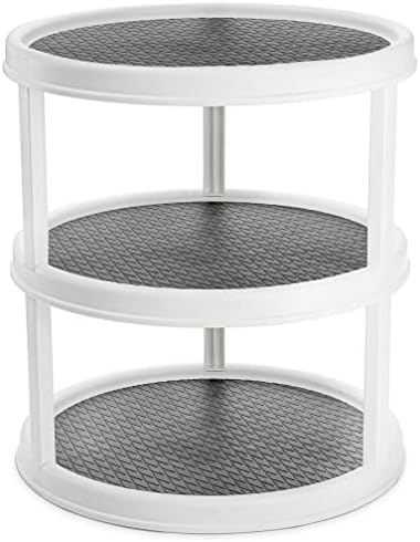 Yesland 3 Tier Lazy Susan Turntable - 12'' Round Tiered Rotating Kitchen Spice Organizer and Non-Skid Organization Storage Container - Tiered Tray for Fruit, Snacks, Cosmetic, Pantry, Bathroom(Grey) by Yesland