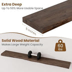 FLYJOE Floating Shelves for Wall Decor, Rustic Solid Elm Wood Live Edge Floating Shelves Wall Mounted, Wall Shelves with Invisible Bracket for Living Room Bathroom Bedroom Kitchen, 55 Inch, Walnut - Image 5